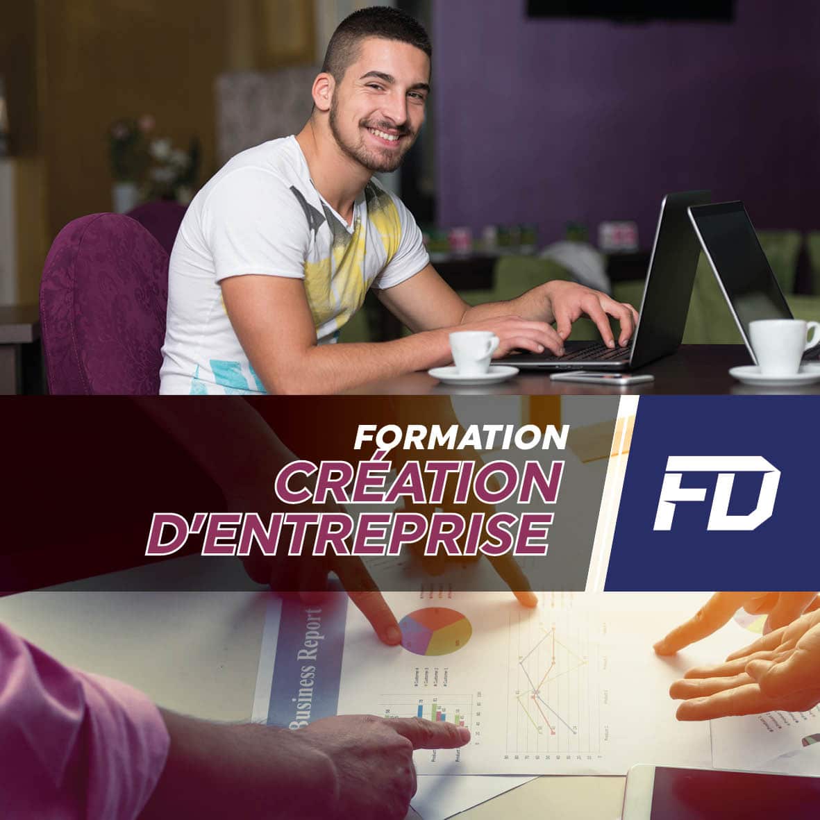 Stagiaire souriant devant son ordinateur en formation création d’entreprise de detailing pour La Réunion
